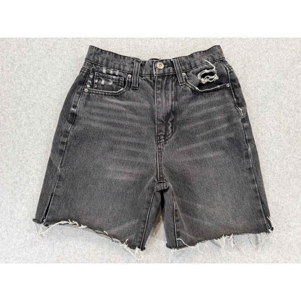 RSQ Women's Black Denim Jean Cut Off Shorts High Rise Size 23